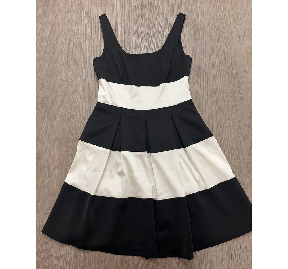 Ralph Lauren Black White Striped Fit & Flare Dress Size 6